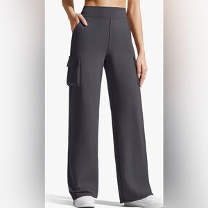 Cargo Sweatpants Straight Leg High Waisted Wide Leg Zipper Pockets Bottom